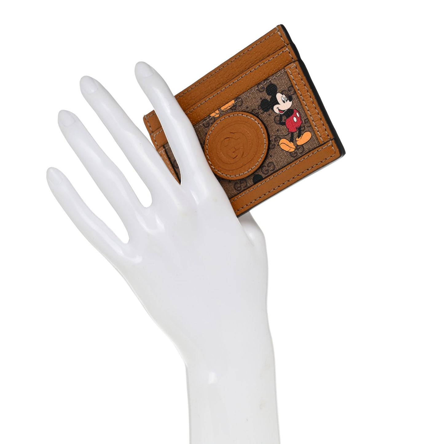 X DISNEY Mini Vintage GG Supreme Monogram Mickey Mouse Card Holder Beige Vintage Sun Oil