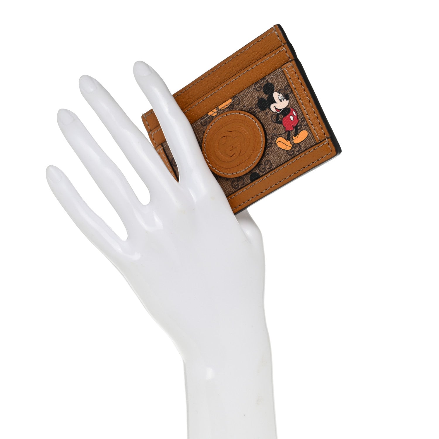 Gucci X DISNEY Mini Vintage GG Supreme Monogram Mickey Mouse Card Holder Beige Vintage Sun Oil 2 of 7