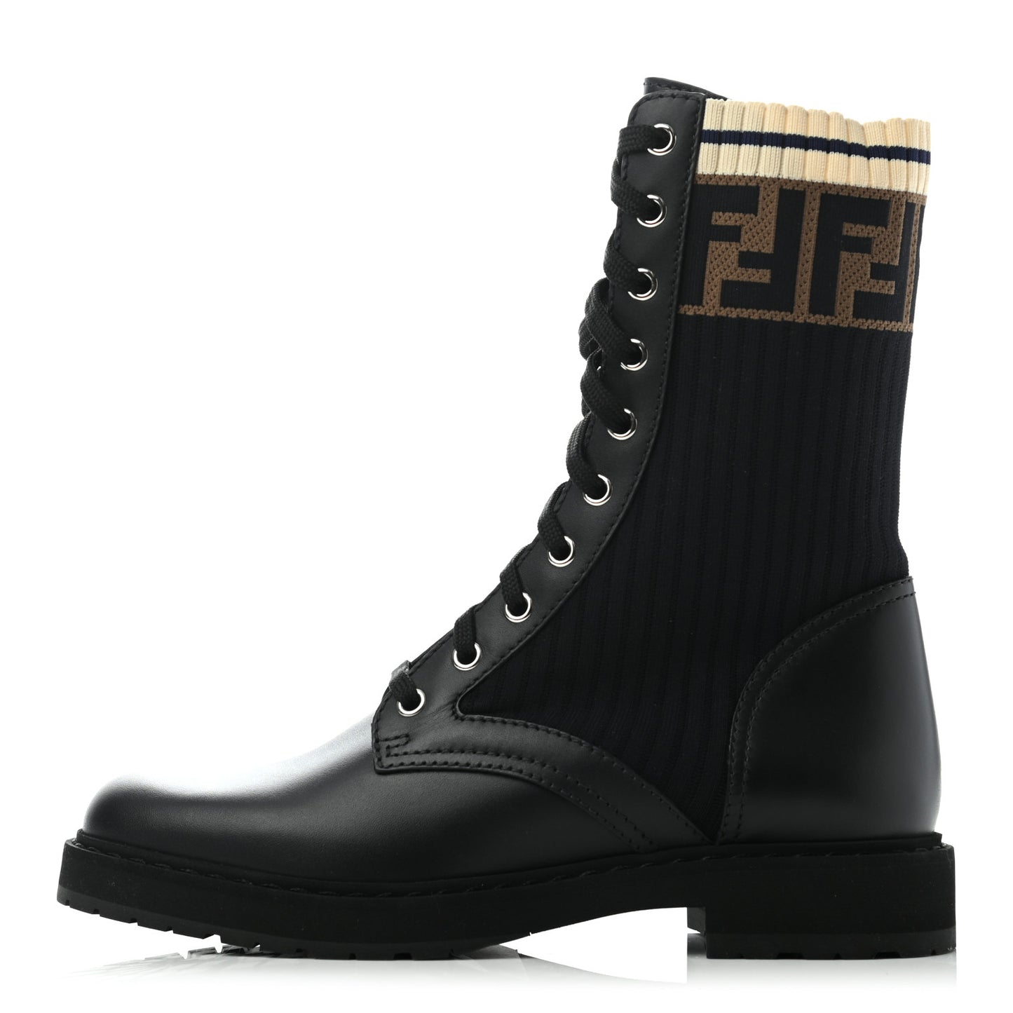 Calfskin Stretch Fabric Rockoko Biker Boots 38 Tobacco Black Marino