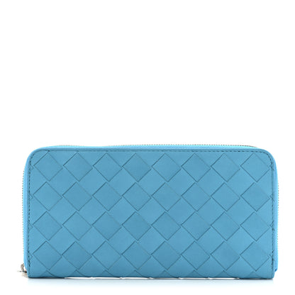 Bottega Veneta Nappa Intrecciato Zip Around Wallet Sky Blue 1 of 13