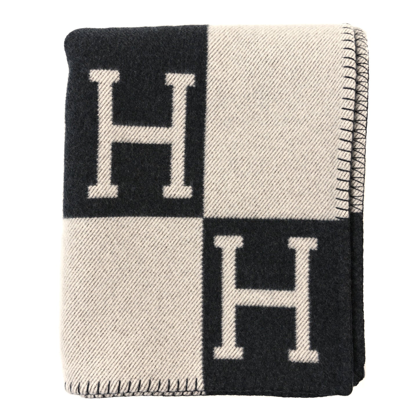 Wool Cashmere Avalon Blanket Ecru Gris Fonce