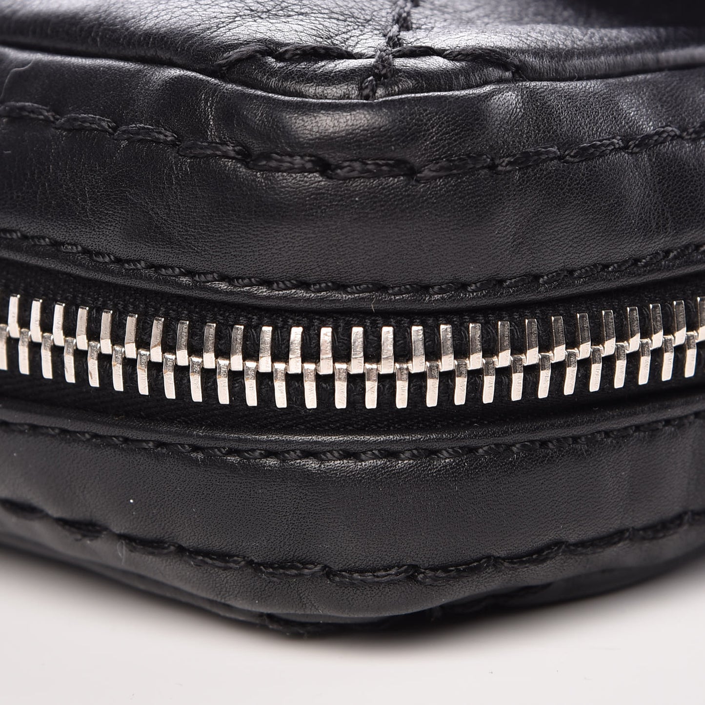 Calfskin Stitched Expandable Flap Black