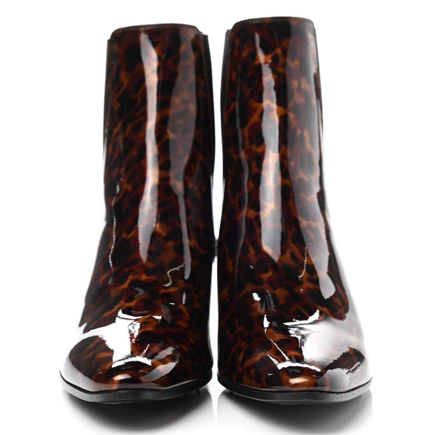 Saint Laurent Patent Tartaruga Chelsea Boots 38 Manto Naturale 2 of 9