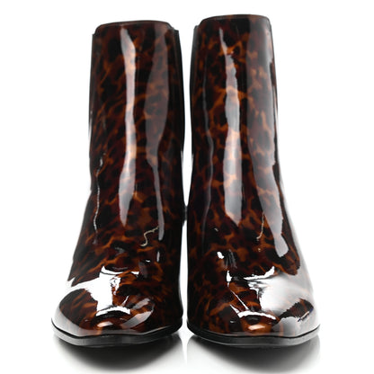 Saint Laurent Patent Tartaruga Chelsea Boots 38 Manto Naturale 2 of 9