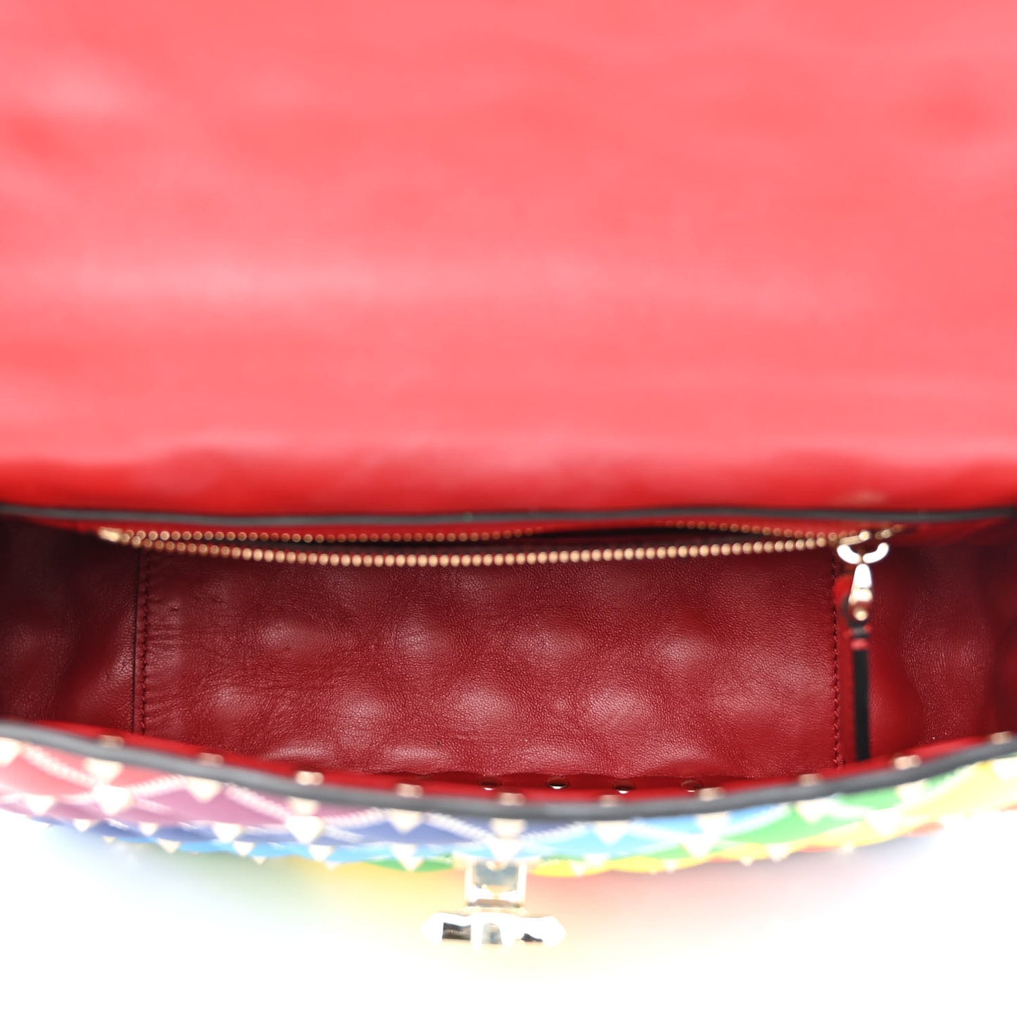 Lambskin Medium Rockstud Spike Shoulder Bag Rainbow