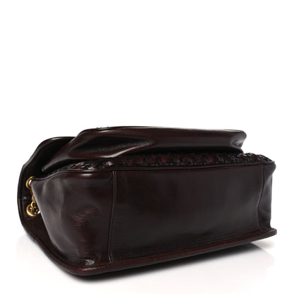 Saint Laurent Calfskin Woven Monogram Medium Niki Chain Satchel Burnt Brown 4 of 11