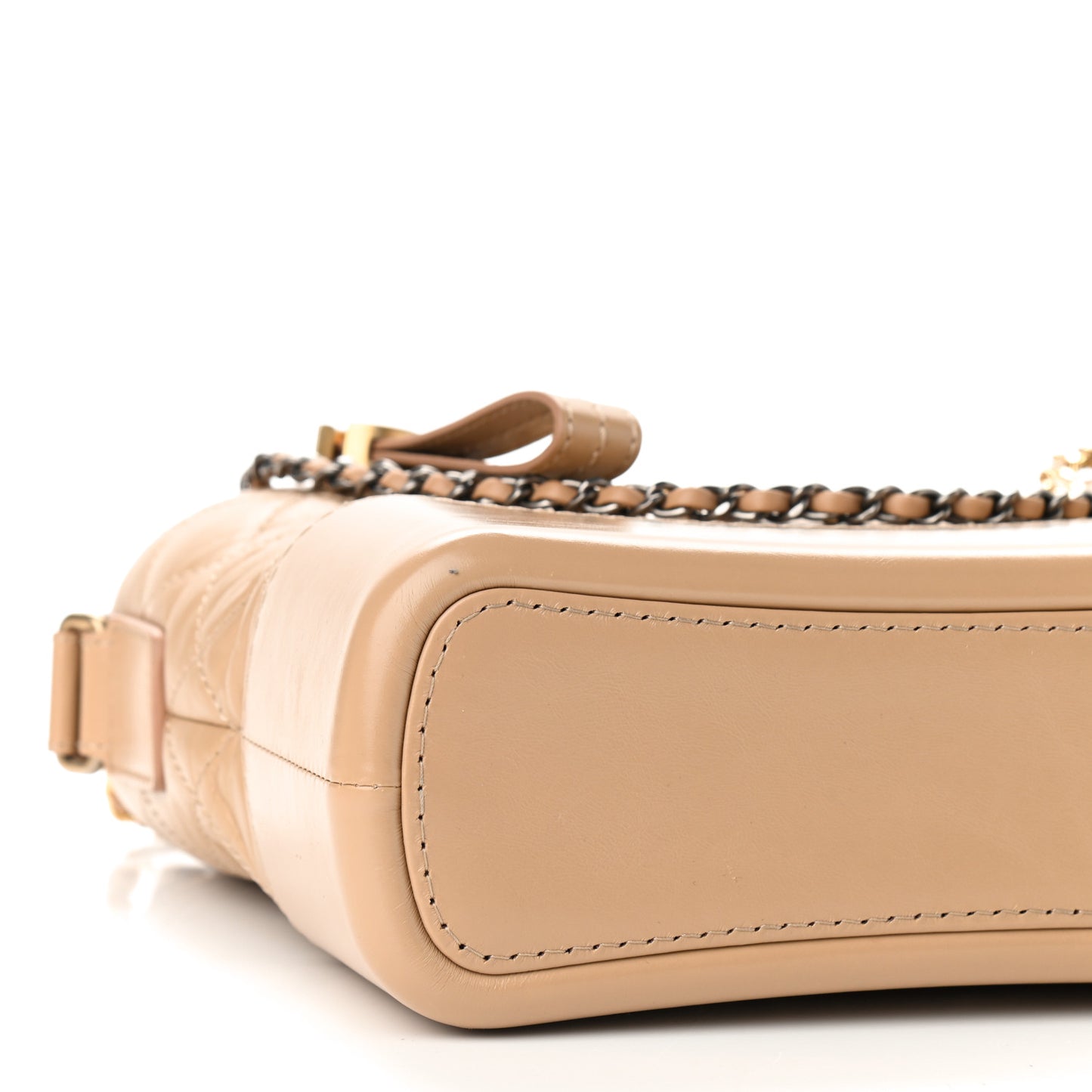 Aged Calfskin Quilted Medium Gabrielle Hobo Beige