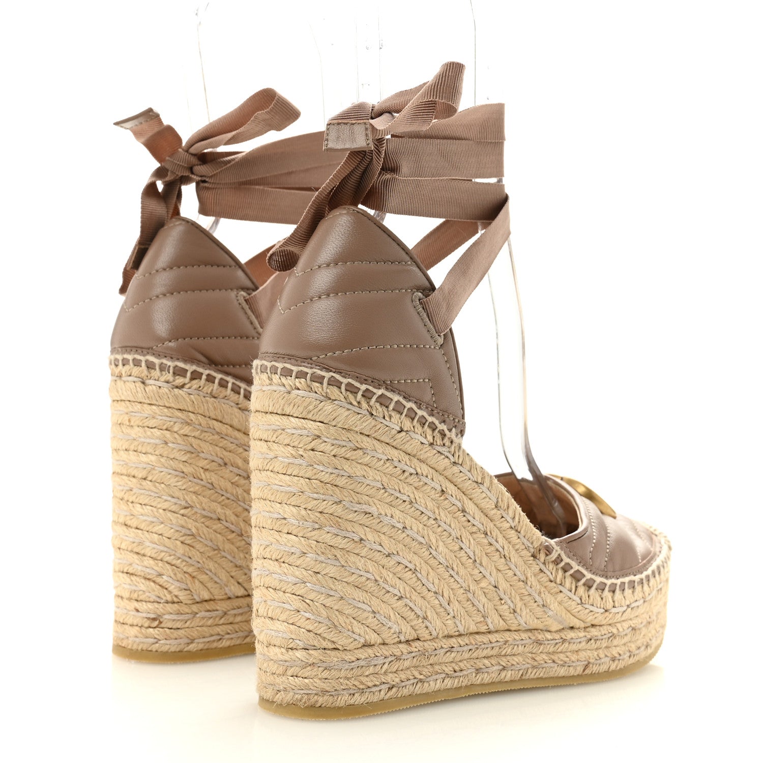 Gucci Nappa Matelasse GG Marmont Ankle Wrap Platform 35/120mm Espadrille Wedges 38 Porcelain Rose 5 of 10