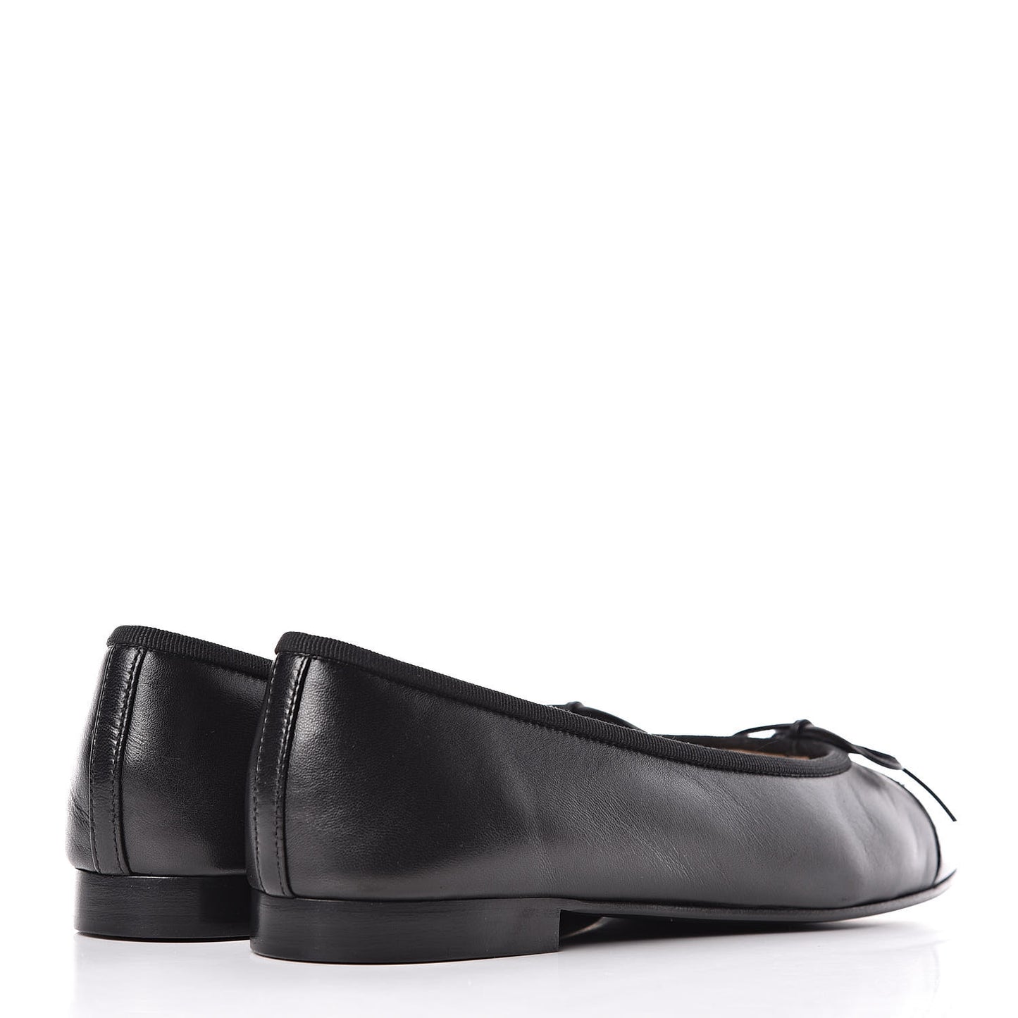Lambskin Patent CC Cap Toe Ballerina Flats 39.5 Black