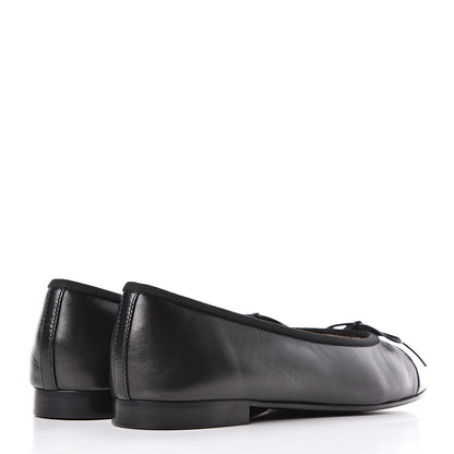 Chanel Lambskin Patent CC Cap Toe Ballerina Flats 39.5 Black 4 of 9