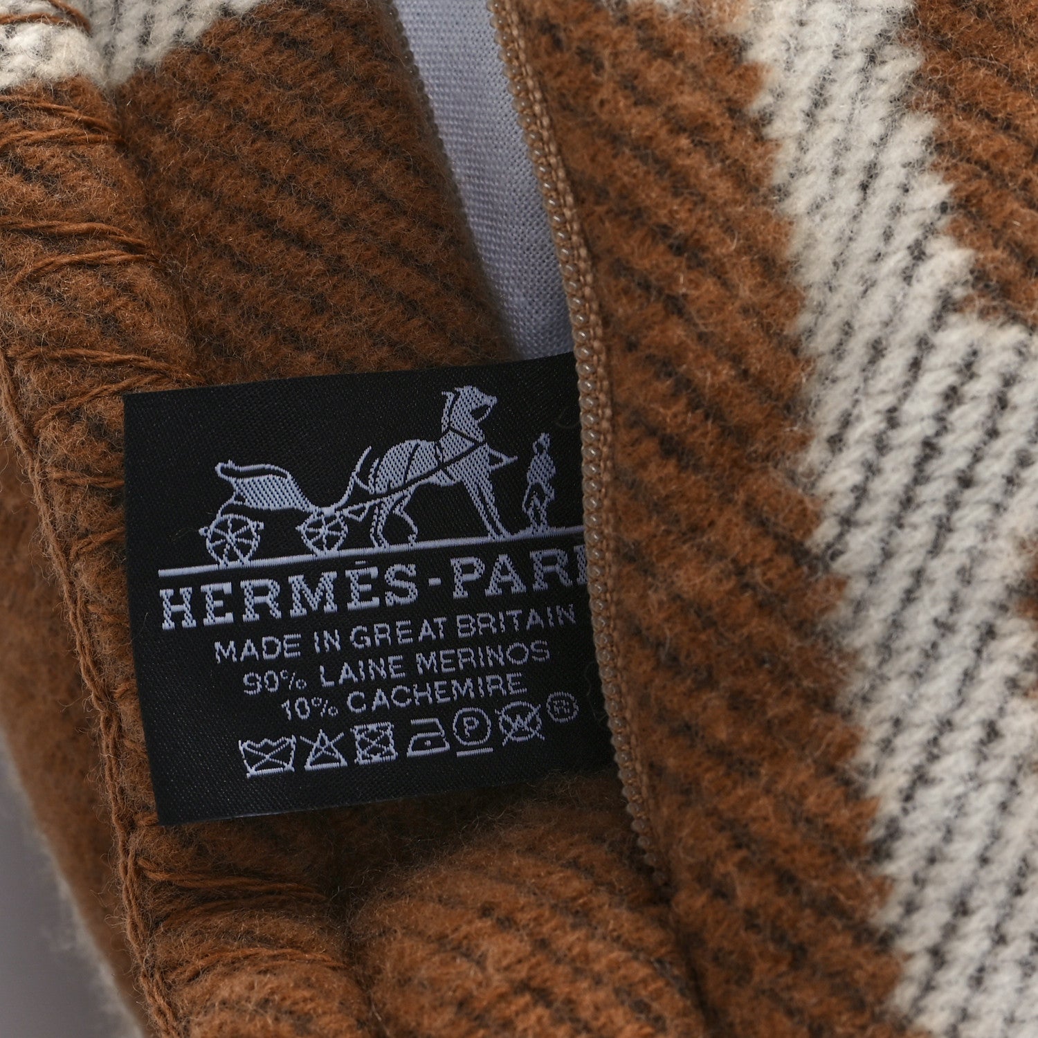 Hermes Wool Cashmere Avalon Pillow PM Ecru Camel 3 of 3