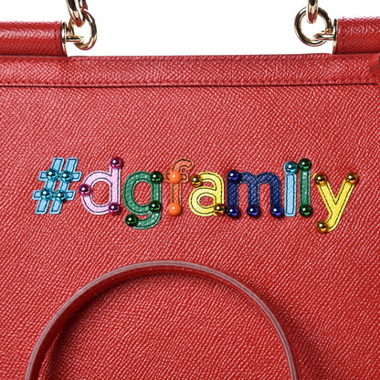 Dolce & Gabbana Dauphine Studded Medium DG Family Patch Miss Sicily Satchel Red 12 of 13