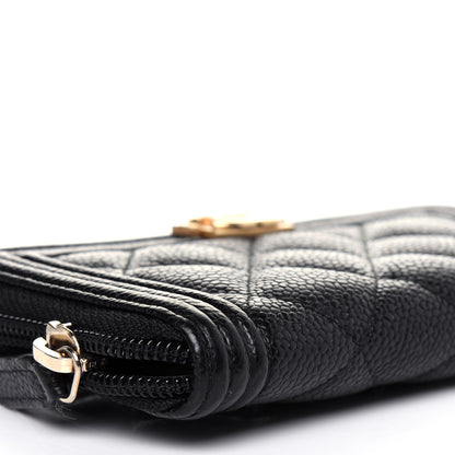 Chanel Caviar Quilted Small Boy Zip Around Wallet Black 9 of 12
