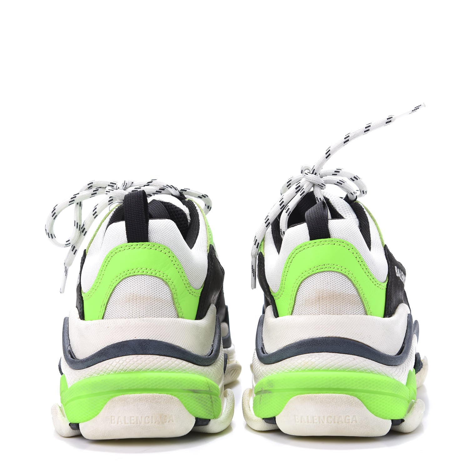 Balenciaga Fabric Mesh Womens Triple S Sneakers 40 White Green Fluo Black 5 of 10