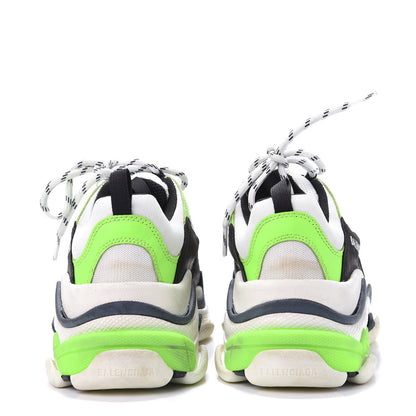 Balenciaga Fabric Mesh Womens Triple S Sneakers 40 White Green Fluo Black 5 of 10