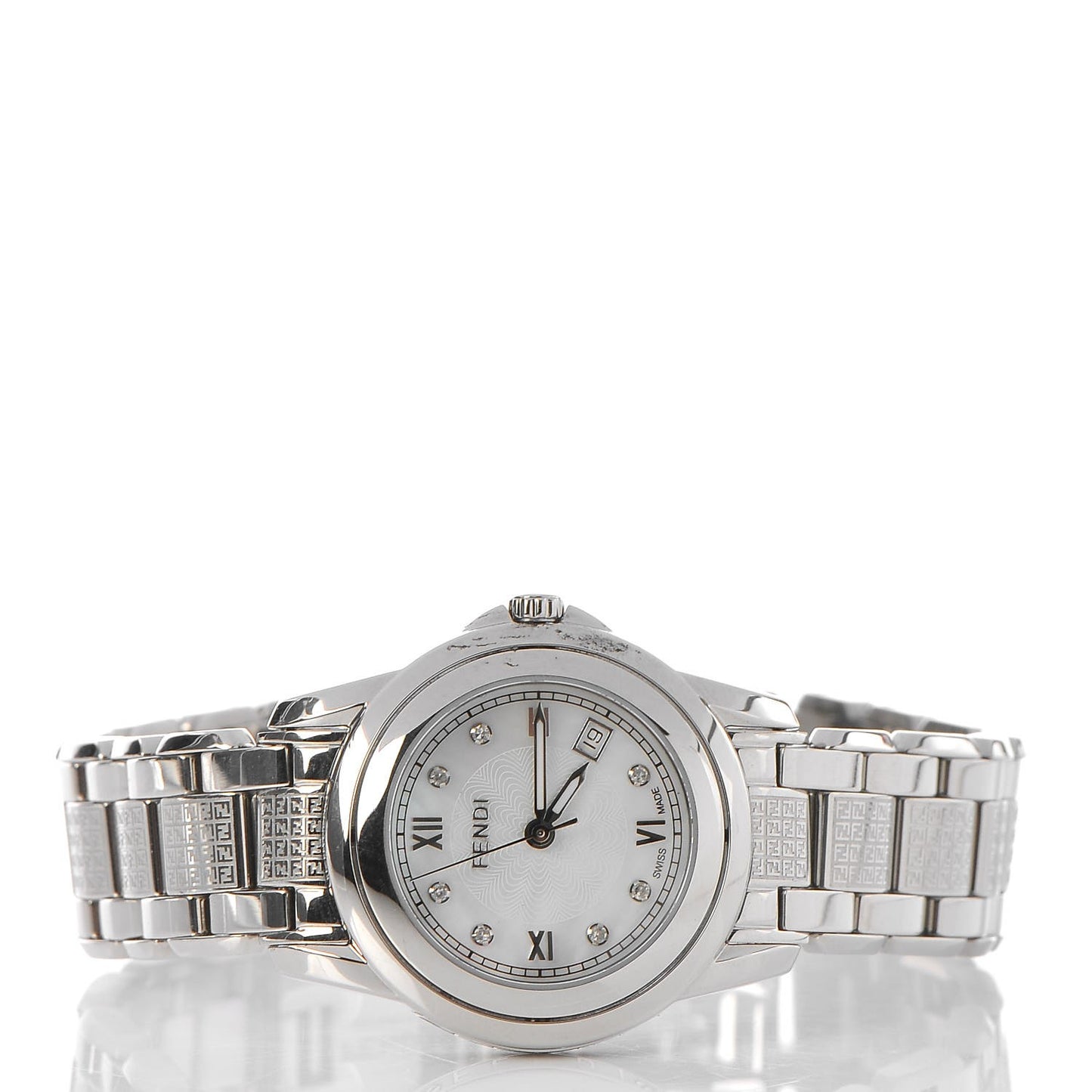 Stainless Steel Diamond Mother of Pearl 30mm Quartz Watch
