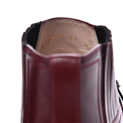 Gucci New Waxed Calfskin Womens G Medallion Toe Ankle Boots 37 Red Bordeaux 9 of 11
