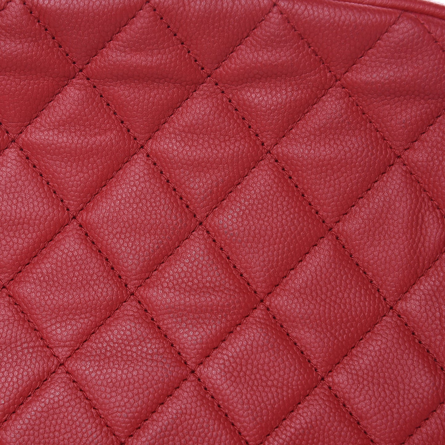 Caviar Quilted Curvy Pouch Cosmetic Case Red