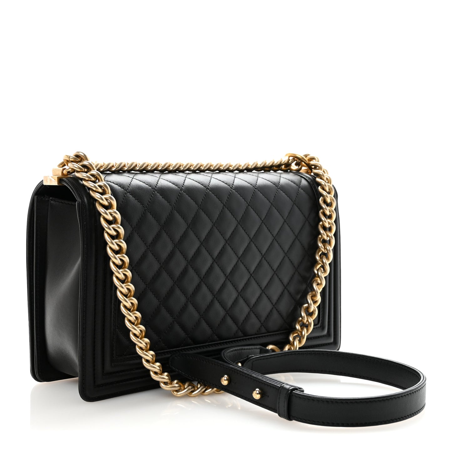Lambskin Quilted New Medium Boy Flap Black