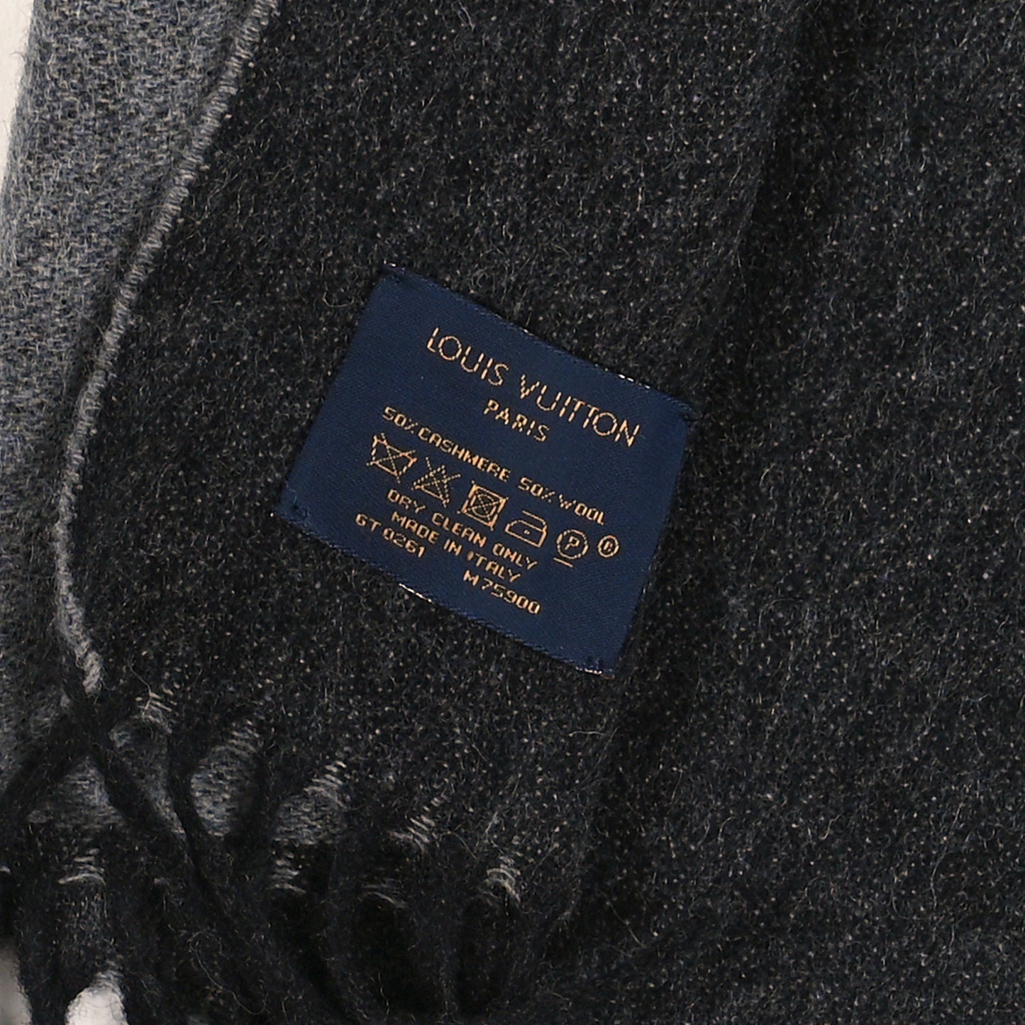 Cashmere Wool Monogram Gradient Scarf Medium Grey