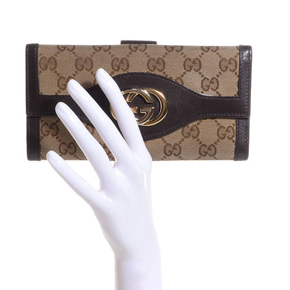 Gucci Monogram Margaux Calfskin Sukey Continental Organizer Wallet Beige Ebony Cocoa 2 of 7