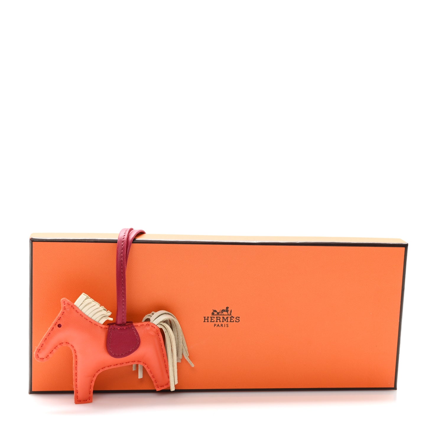 Milo Lambskin Grigri Rodeo Horse Bag Charm PM Orange Poppy Craie Cornaline