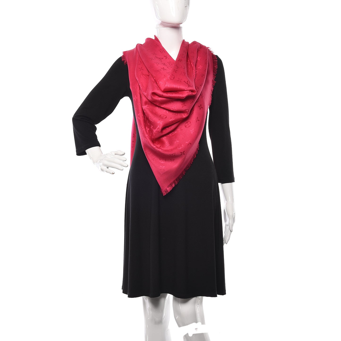 Wool Silk Monogram Shawl Strass Pink