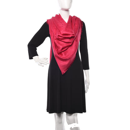 Louis Vuitton Wool Silk Monogram Shawl Strass Pink 2 of 3