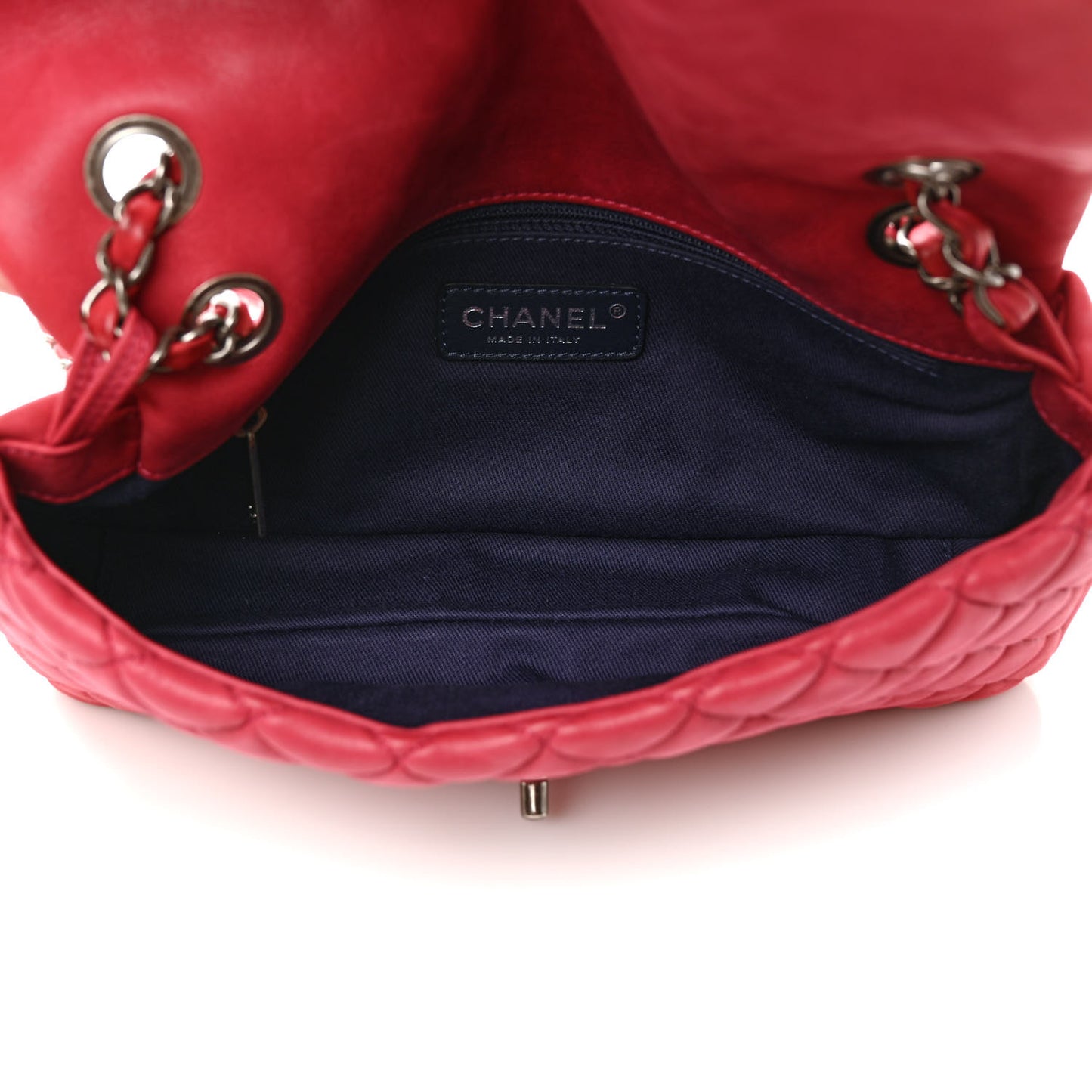 Iridescent Calfskin Small New Bubble Quilt Flap Fuchsia
