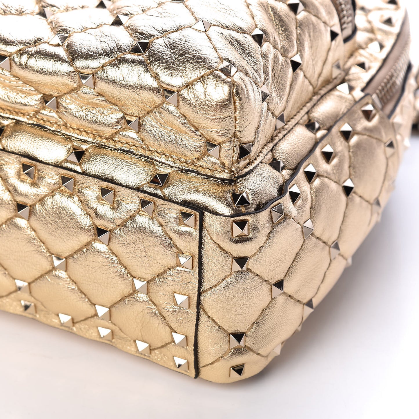 Metallic Lambskin Quilted Mini Rockstud Spike Backpack Mekong