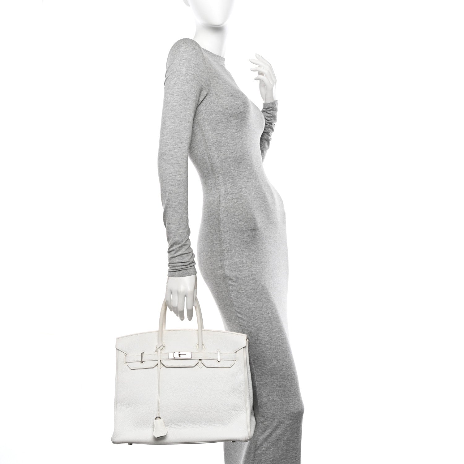 Hermes Taurillon Clemence Birkin 35 White 2 of 14