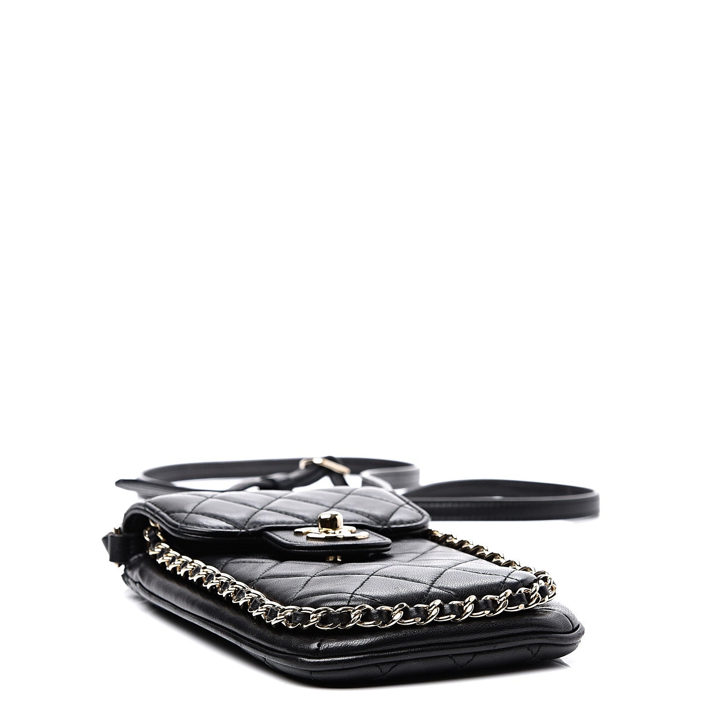 Chanel Lambskin Quilted Chain Around Flap Crossbody Black 3 of 10