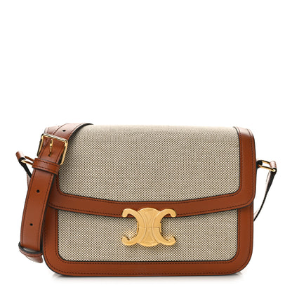 Celine Textile Calfskin Classique Triomphe Bag Natural Tan 1 of 8