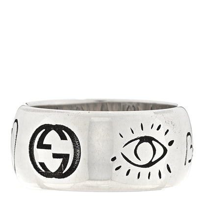 Gucci Sterling Silver Wide Blind for Love Band Ring 53 6.25 3 of 5