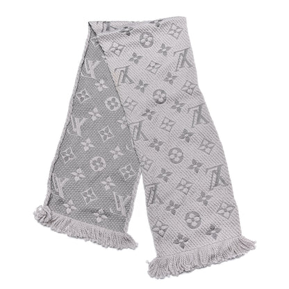 Louis Vuitton Wool Silk Logomania Scarf Pearl Grey 3 of 5