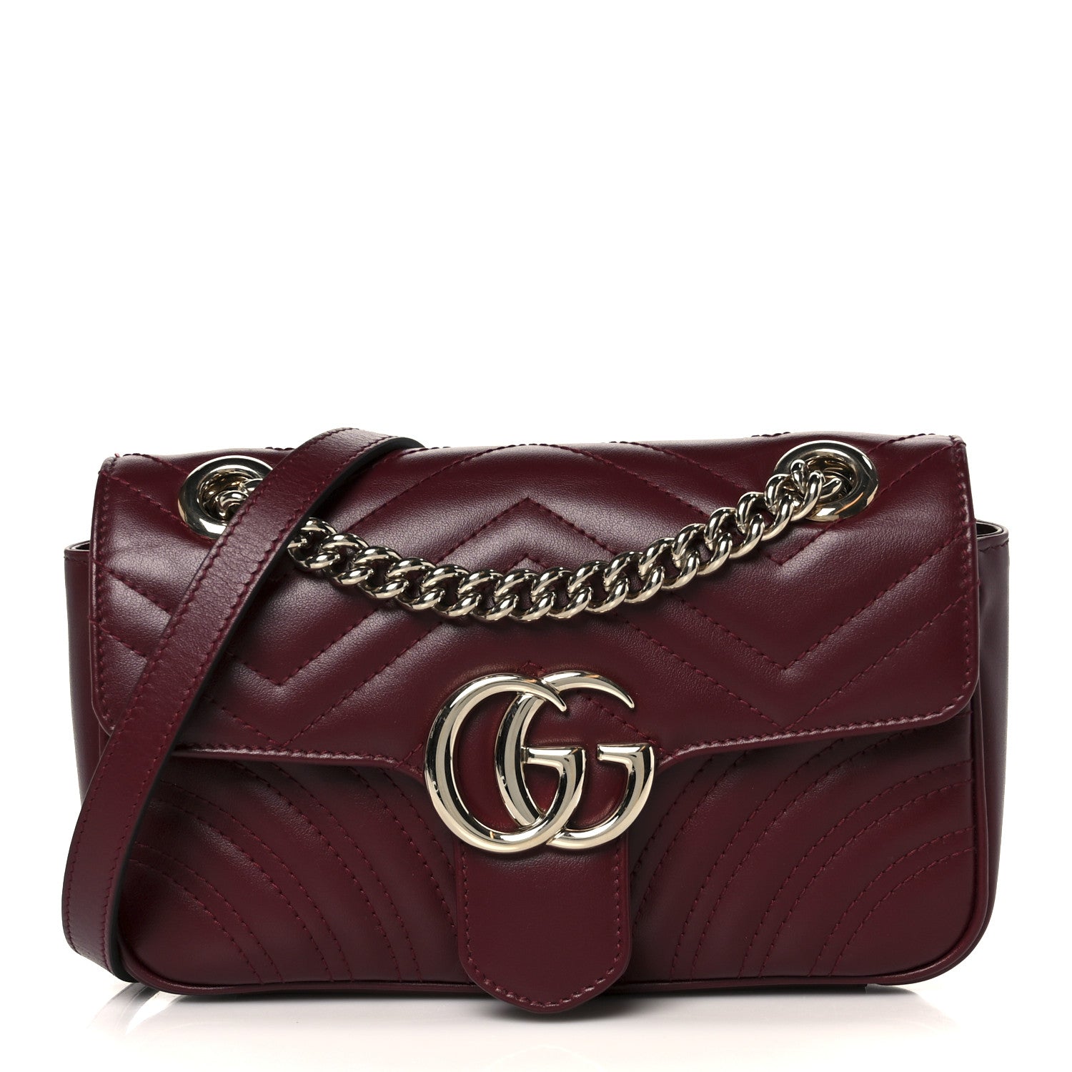 Gucci Lambskin Matelasse Mini GG Marmont Shoulder Bag Rosso Ancora 1 of 11