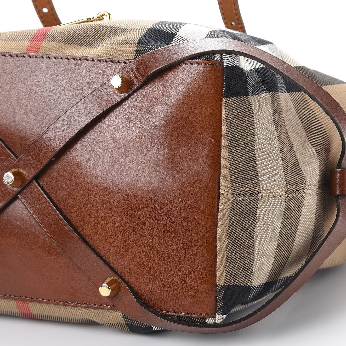 Canvas House Check Shoulder Bag Saddle Brown