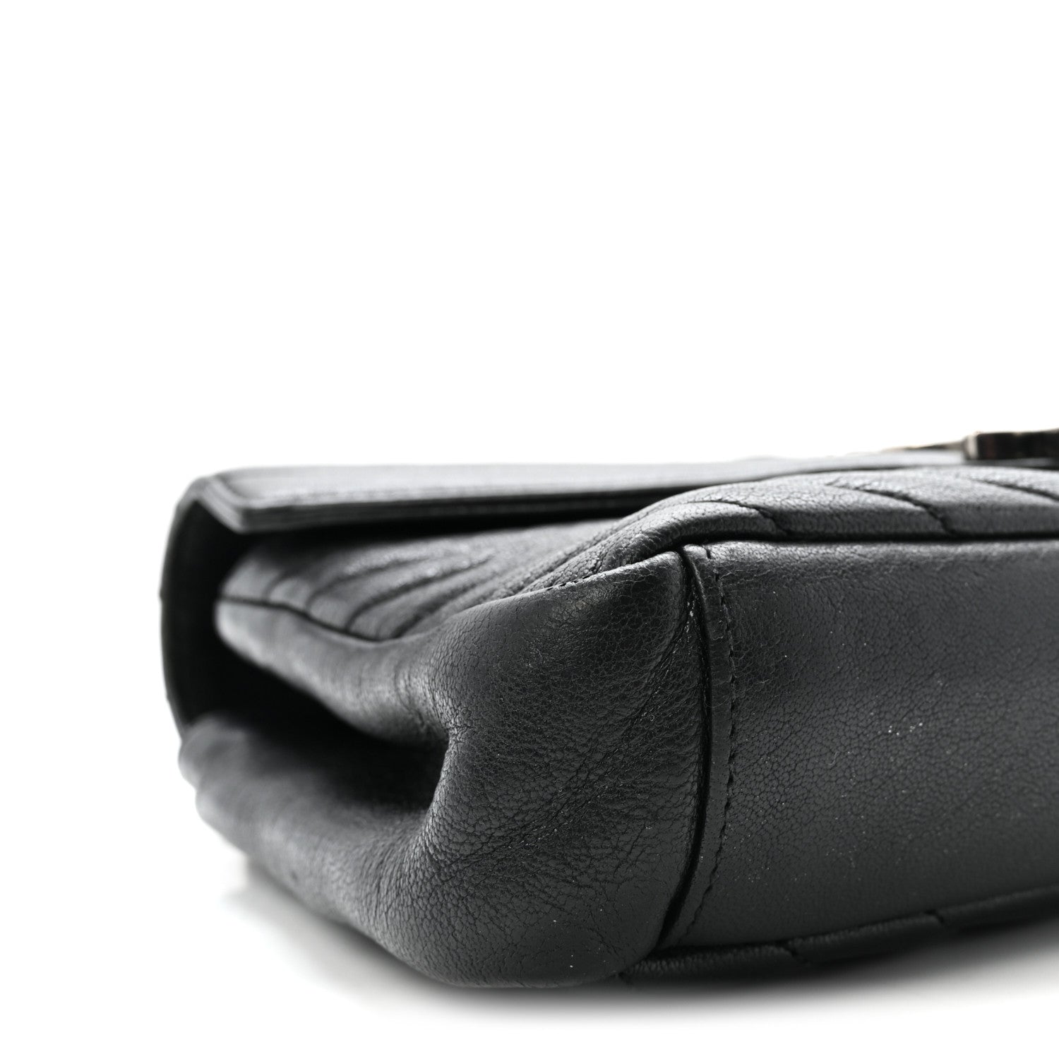 Saint Laurent Sheepskin Matelasse Chevron Monogram Medium College Bag Black 8 of 9