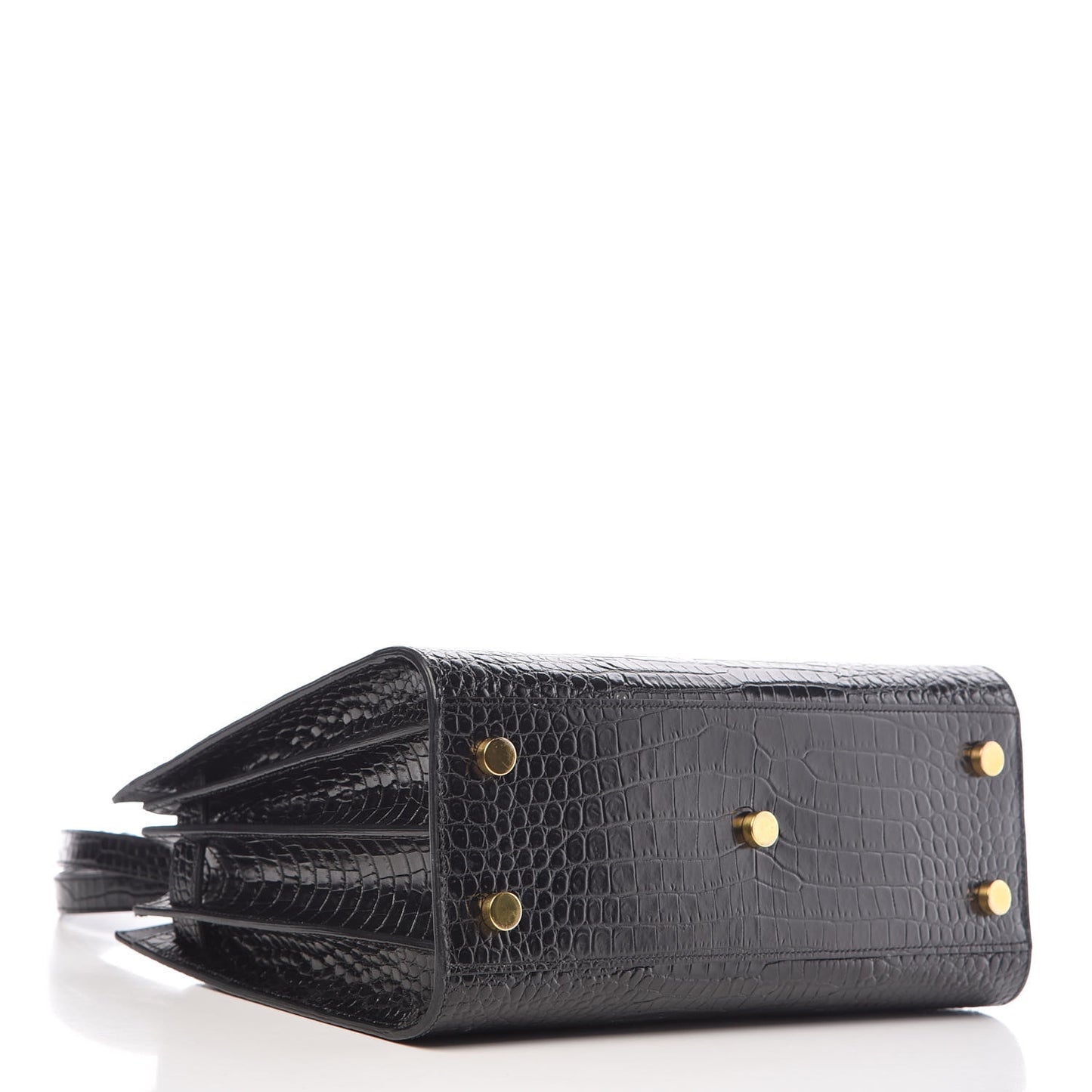 Calfskin Crocodile Embossed Baby Sac De Jour Black