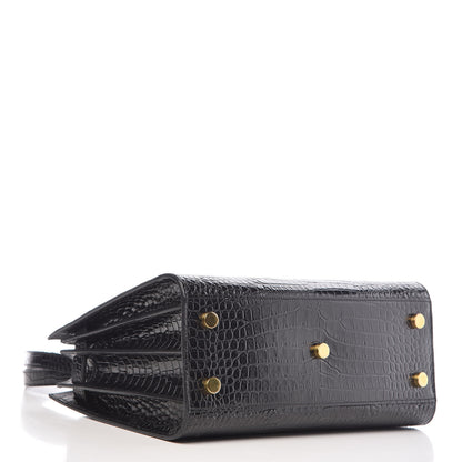 Saint Laurent Calfskin Crocodile Embossed Baby Sac De Jour Black 5 of 11
