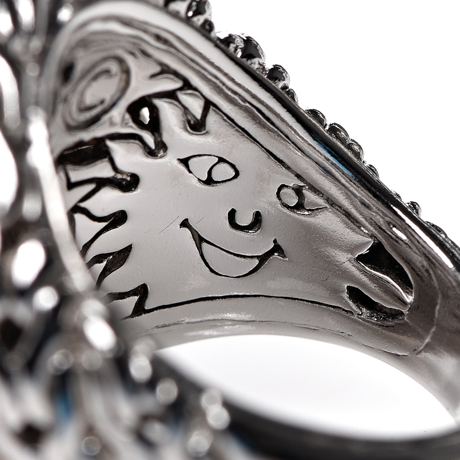 John Hardy Sterling Silver Diamond Chain Ring 55 7.25 6 of 6