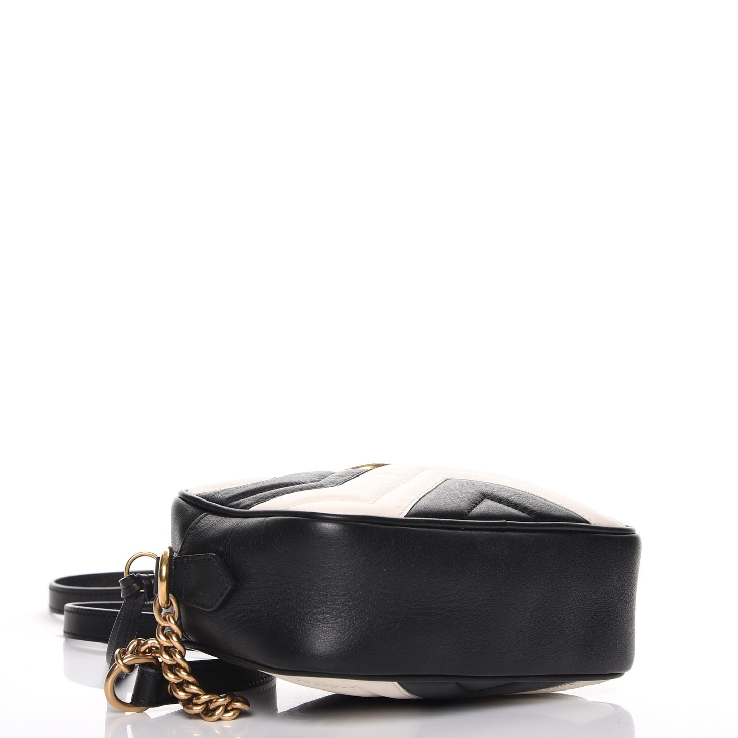 Calfskin Matelasse Mini GG Marmont Chain Shoulder Bag Black White