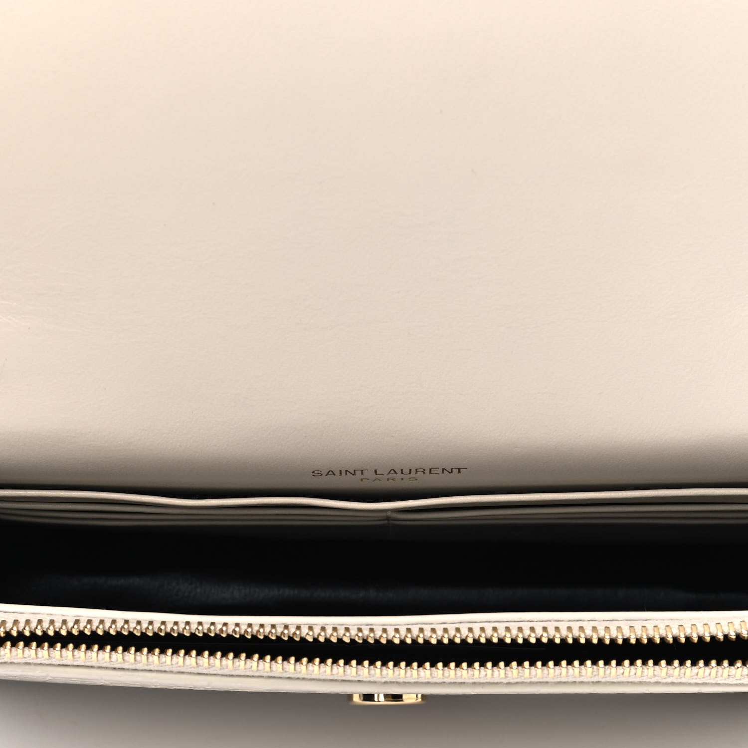 Saint Laurent Calfskin Crocodile Embossed Kate Monogram Tassel Chain Wallet Crema Soft 4 of 6