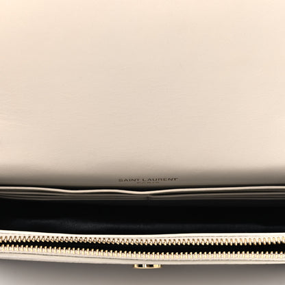 Saint Laurent Calfskin Crocodile Embossed Kate Monogram Tassel Chain Wallet Crema Soft 4 of 6
