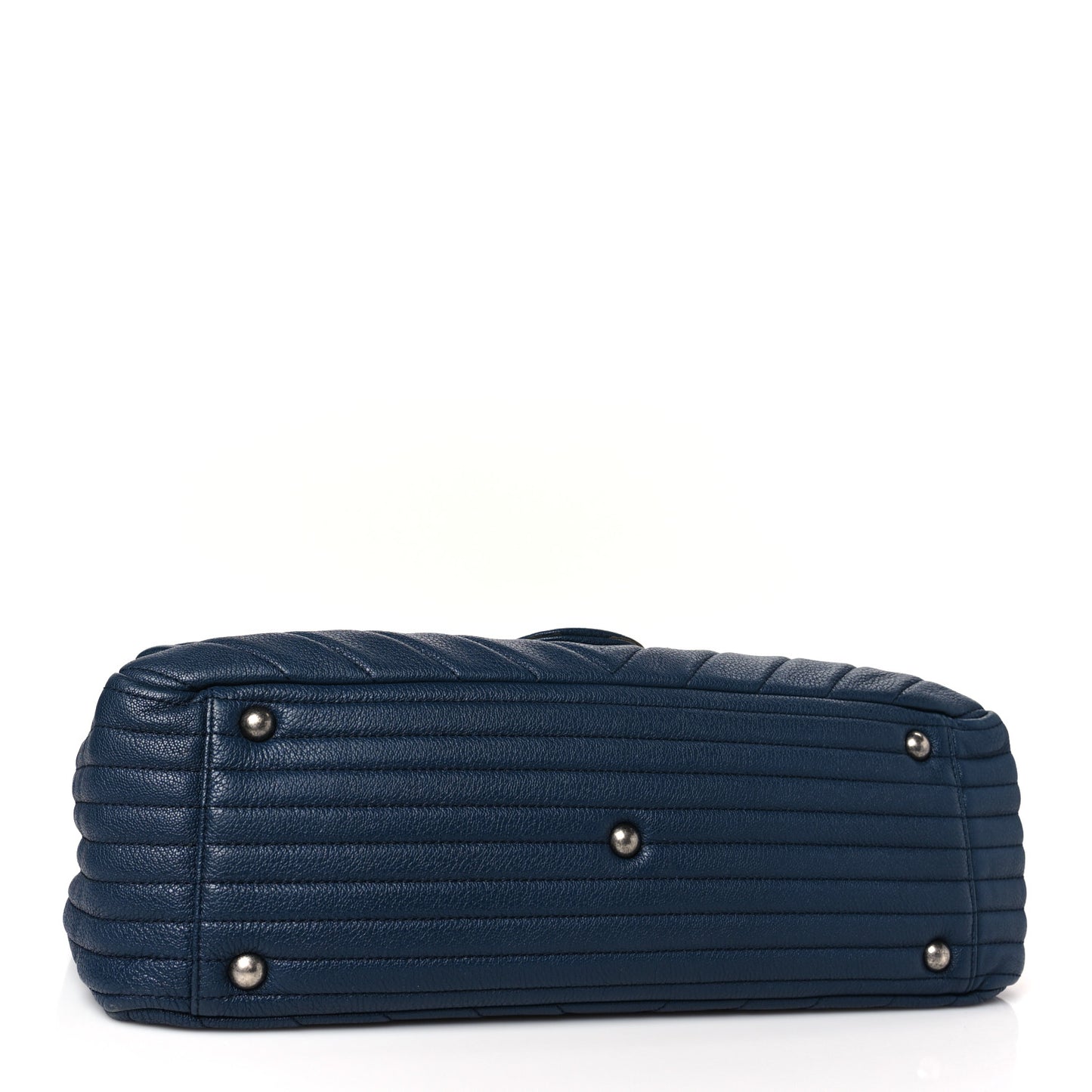 Calfskin Chevron Quilted XXL Travel Flap Bag Blue