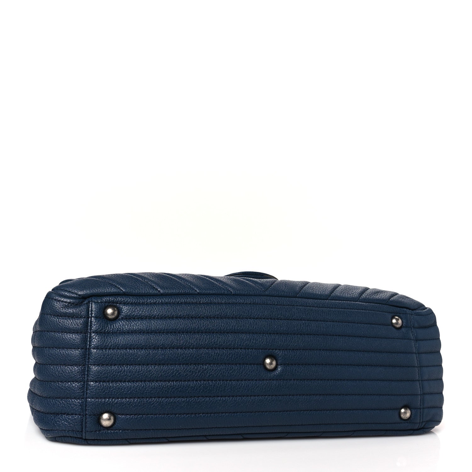 Chanel Calfskin Chevron Quilted XXL Travel Flap Bag Blue 4 of 9