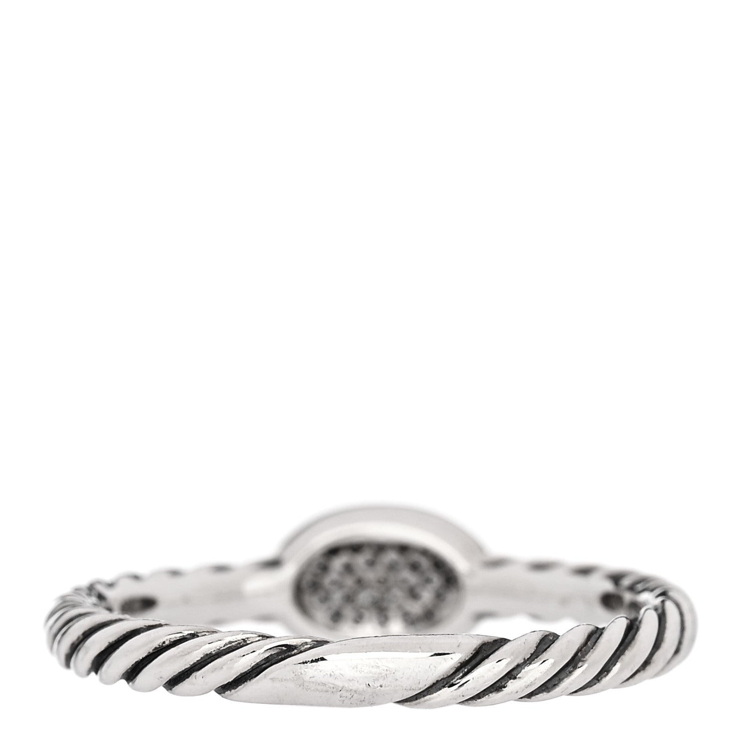 David Yurman Sterling Silver Diamond Pave Cable Classics Oval Ring 54 7 3 of 5