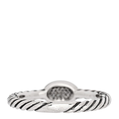 David Yurman Sterling Silver Diamond Pave Cable Classics Oval Ring 54 7 3 of 5