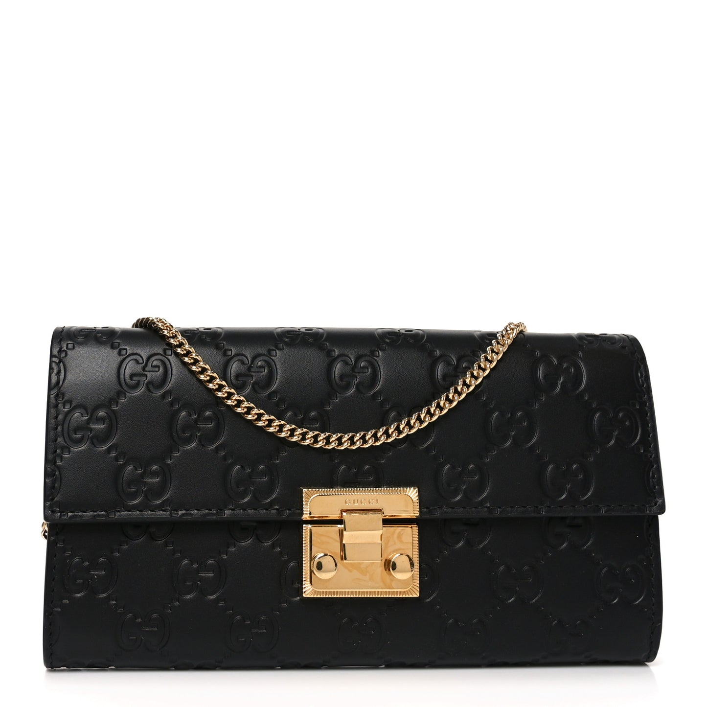 Guccissima Padlock Chain Wallet Black