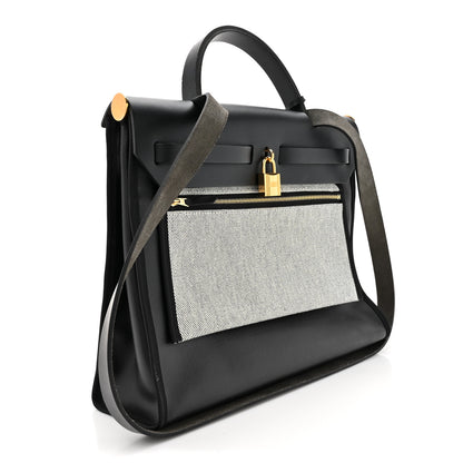 Hermes Toile H Berline Vache Hunter Herbag Zip PM 31 Black Ecru 4 of 13